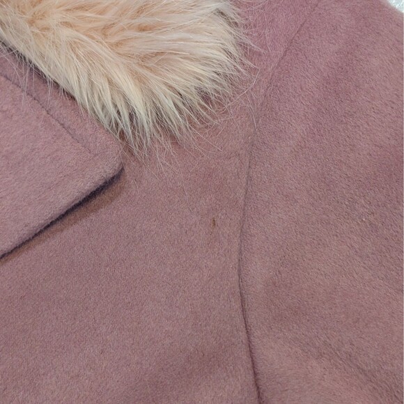 Asos Mauve Pink Collar Jacket Coat Peacoat W/ Faux Fur Size 4 US 8 UK Wool Blend - Picture 14 of 14